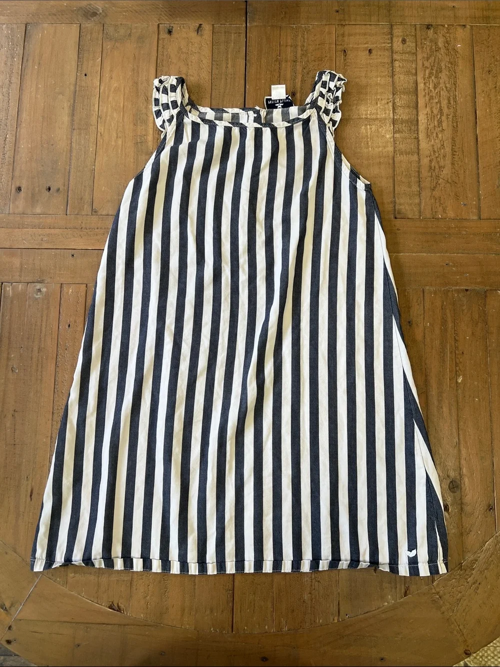 Petite plume navy stripes ruffle night gown girls size 8